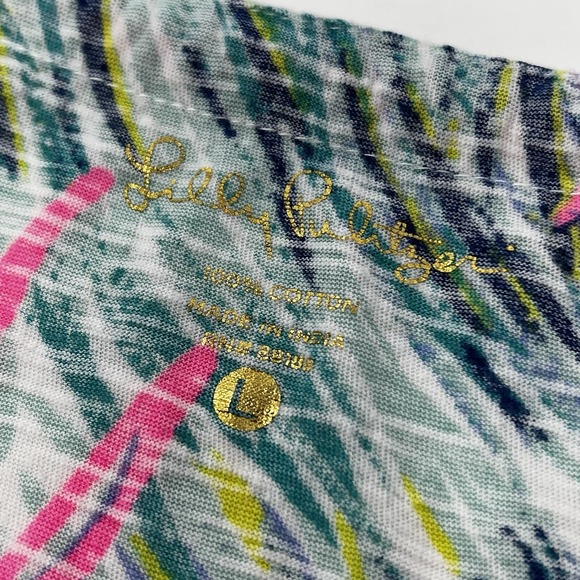 Lilly Pulitzer Scarlet Macaw Bonita Coverup V-Neck Cotton Tee Dress Size Large - Picture 7 of 10